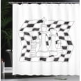 thumbnail image 3 of Ambesonne Board Game Shower Curtain, Outline Style Pieces, 69"Wx75"L, Black White, 3 of 4