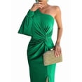 thumbnail image 2 of Women'S One Shoulder Long Sleeve High Split Cocktail Wedding Party Maxi Dress Fruit Green L, 2 of 8