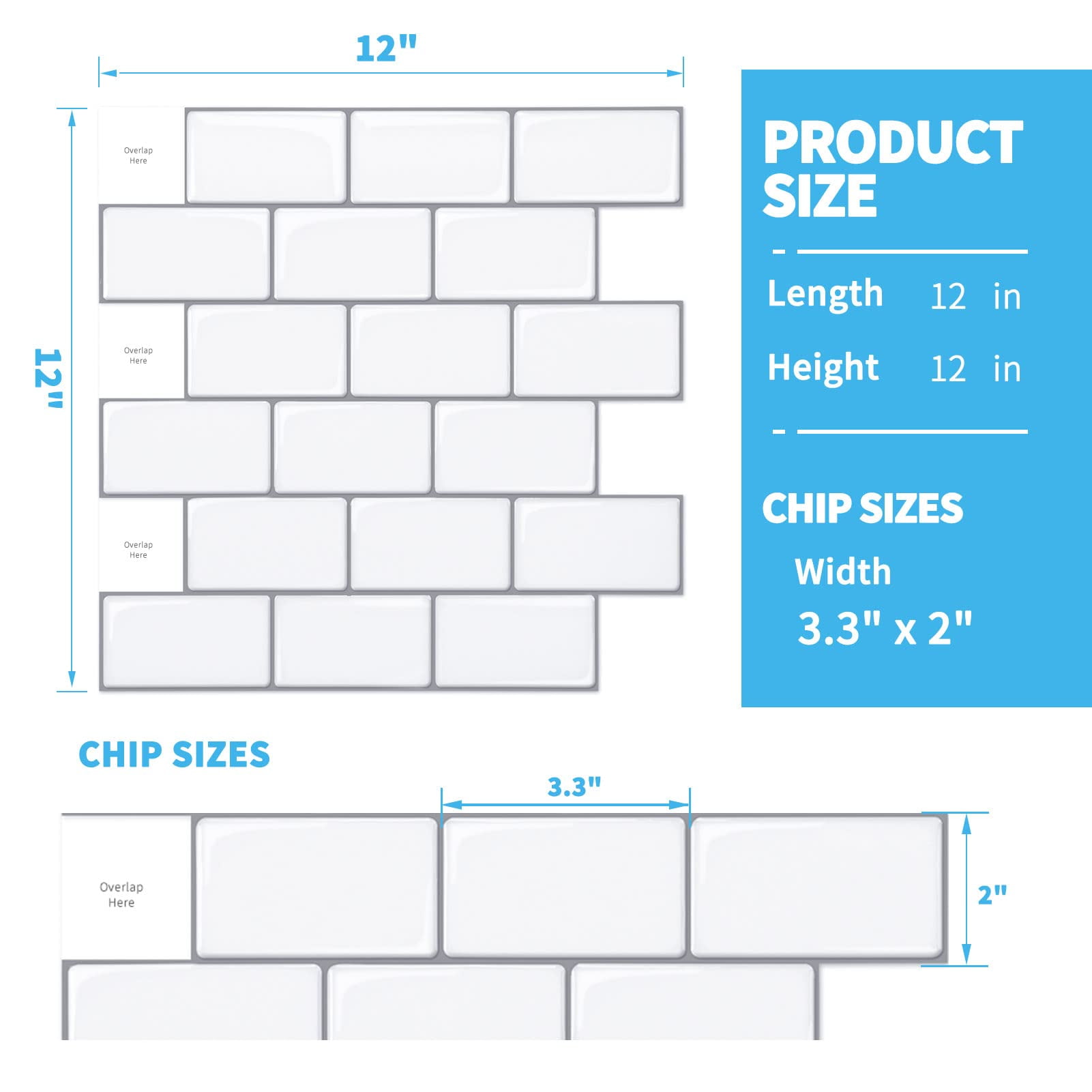Art3d 10-Sheet 12 "x 12" Peel and Stick Backsplash Subway Tiles for Kitchen