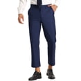 thumbnail image 1 of Pantalones recortados para hombre Pantalones de vestir hasta el tobillo de color sólido con parte delantera plana y ajuste delgado Azul marino 32, 1 of 6
