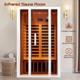 thumbnail image 6 of Vanity Art 2 Person Extendable FAR Infrared Sauna for Home, Hemlock Wood Low EMF 6 Carbon Heaters Indoor Saunas with LED Lights, Bluetooth Speaker, Digital Control Panel, and Seating Bench, 6 of 11