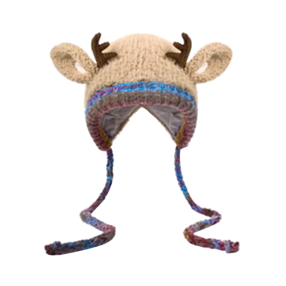 Womens Mens Winter Hat Adorable Pattern Knit Double Layer Warm Thickened Ear Warming Hat