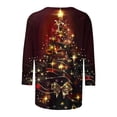 thumbnail image 4 of Otvok Women'S Fashion Christmas Tree Printed T-Shirt 3/4 Sleeve Round Neck Casual Blouse, 4 of 6