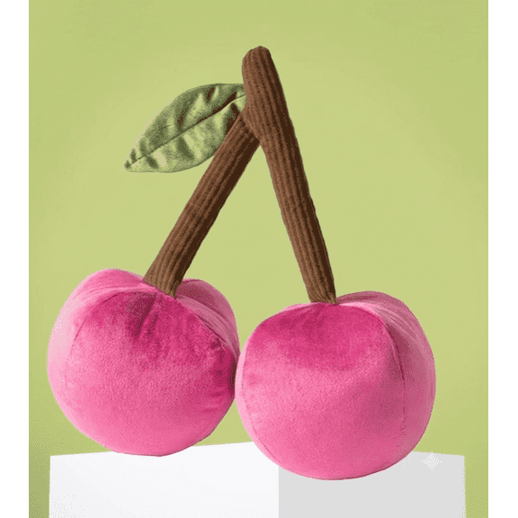 Phantoscope Soft Cherry Shaped Throw Pillow, 3D Fruit Decorative Plump Cushion for Kids Room, Nursery, Couch & Bed, 12-Inch Pink, 1-Pack