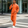 thumbnail image 7 of Hearthz Sweatsuits for Men 2 Piece Tracksuit Solid Color Long Sleeve Crew Neck Y2k Tracksuit Sweatsuit Set Athletic Men's Sweatsuits Orange XL, 7 of 7