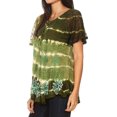 thumbnail image 4 of Sakkas Aline Women's Short Sleeve Casual Light Loose Scoop Neck Top Blouse Shirt - 19210-Green - One Size Regular, 4 of 5