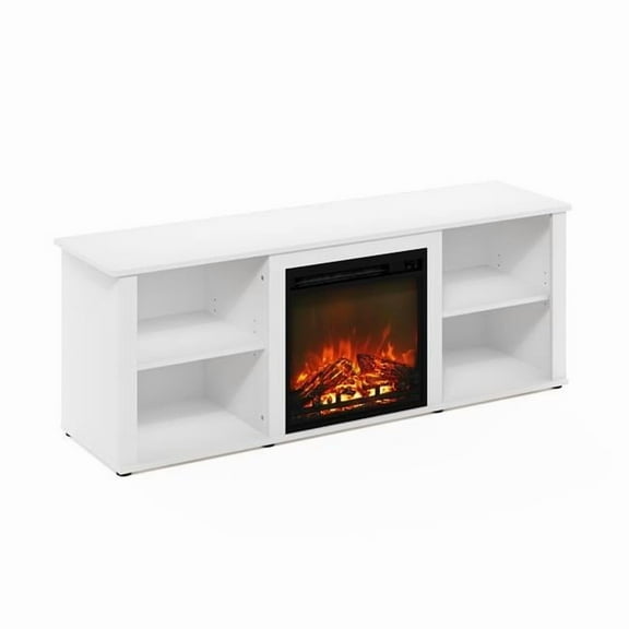 60 in. Classic TV Stand with Fireplace, Solid White