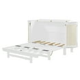 thumbnail image 6 of Harper & Bright Designs Rattan Full Murphy Bed Wall Bed with Storage, Wood Full Size Cabinet Bed Folding Wall Bed for Guest Room Office, White, 6 of 11
