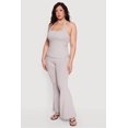 thumbnail image 2 of Women's Plus Size Drawstring Fold Over Waist Flare Leg Pants, 2 of 4