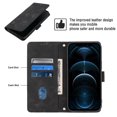 thumbnail image 3 of Compatible with iPhone 12 Pro Max Classic Embossed PU Leather Case with Card Holder Shockproof Cover, 3 of 5