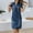 Blue, variant on Slim Tunic Dresses V Neck Denim Dresses for Women Short Sleeve Midi Dresses (Blue M)