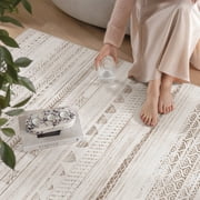 VUNATE 9x12 Area Rugs for Living Room Washable Rugs Boho Moroccan Area Rug Soft Neutral Geometric Bohemian Carpet Distressed Indoor Rug for Bedroom Dining Room Office Foldable Nonslip Rug Brown