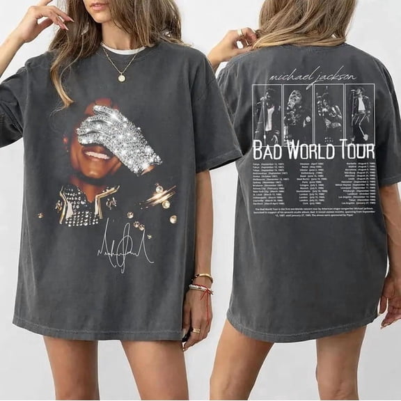 Michael J Shirt Vintage 90s Tshirt, Bad World Tour 2-Sided Graphic T-Shirt, King of Pop Concert Outfit, Gift for Michael Fan