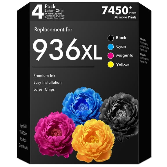 936 Ink Cartridges Compatible for HP 936 Ink Cartridges 4 Pack 936e OfficeJet Pro 9125e 9120e 9730e 9135e 9130e 9130b 9122e 9128e 9110b Printers