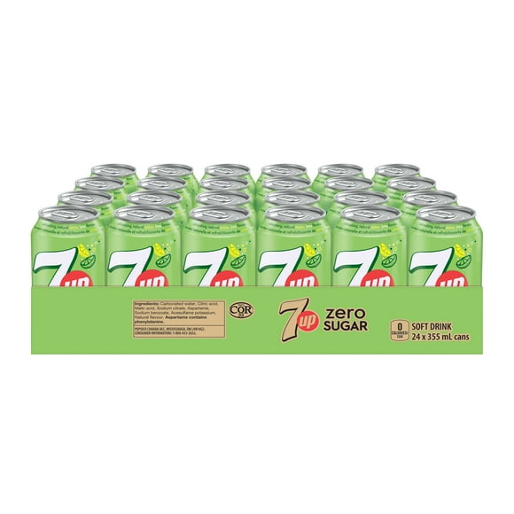 7UP Zero Lemon Lime Soft Drink 24 x355mL, Cans, 24x355mL