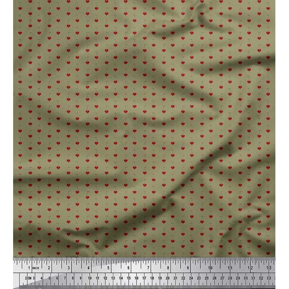 Soimoi Cotton Duck Fabric Heart Shirting Fabric Prints by Yard 42 Inch Wide