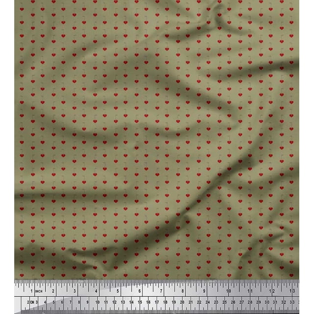 Soimoi Poly Georgette Fabric Heart Shirting Fabric Prints by Yard 52 Inch Wide