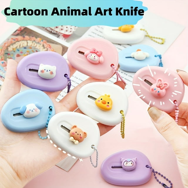 1pc Cute Mini Animal Box Cutter Student Stationery Hand Account Cutting Paper Knife Portable Box Opener Open Package Delivery Knife