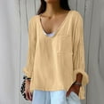 thumbnail image 7 of Fall Outfits For Women 2025 Solid Color Loose Plus Size Dress Shirt, Long Sleeve Cotton Linen, Button Back Design 1pc, Yellow M, Size S-3XL, 7 of 7