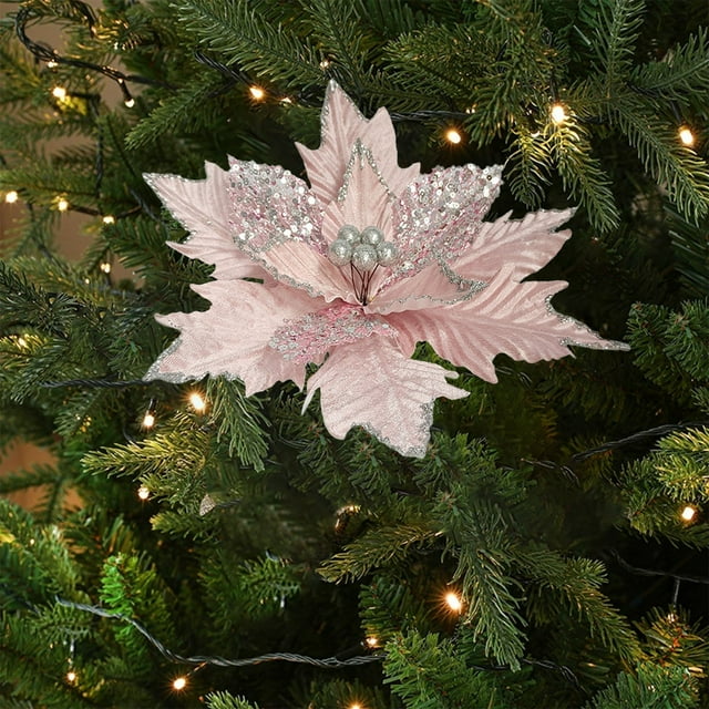 pieza de decoración para árbol de Navidad, flores de imitación, material de tela, flores de imitación para bodas, fiestas, salones y otras decoraciones, regalos navideños.