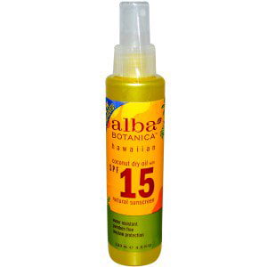 Alba Botanica, Coconut Dry Oil, Natural Sunscreen, SPF 15, 4.5 fl oz (133