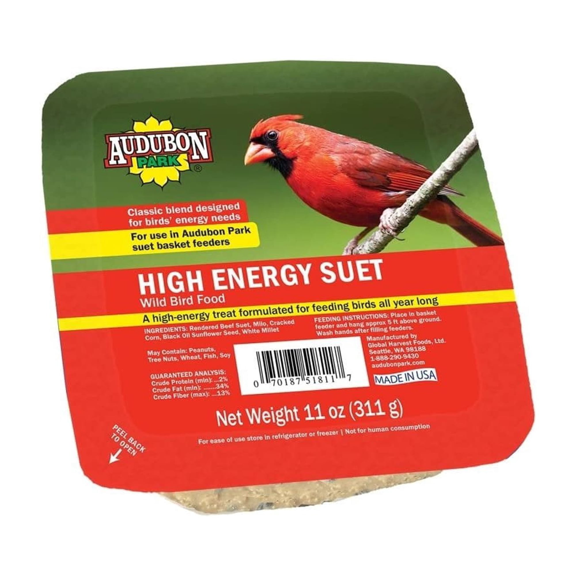 Global Harvest Foods Sunflower Suet Bird Seed - For All Pets - 11 Oz