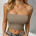 thumbnail image 2 of Tank Tops for Women,Fashion Strapless Tube Top Sleeveless Backless Bandeau Cropped Casual Comfortable Soft Basic Yoga Vest Tunic for Going Out,Camisole Tops for Women,Coffee,S, 2 of 5