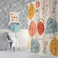 thumbnail image 4 of Boho Abstract Aesthetic Art Shower Curtain, Minimalist Cute Women Floral Design Beige Fabric Shower Curtains Set for Bathroom, Feminine Restroom Decor Accessories with Hooks 72X 72 Inch, 4 of 6