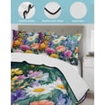 thumbnail image 4 of Watercolor Spring Floral Full Size Down Alternative Comforter, Lightweight Comforter Quilt Bedding Set with Pillow Shams Farmhouse Flowers Colorful All Seasons Bed Comforter Duvet Insert 78"x90", 4 of 7