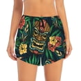 thumbnail image 2 of Balery Tropical Tribe Mask Pattern Women's Running Shorts with Liner 2 Pockets Elastic Workout Athletic Gym Yoga Shorts-Medium, 2 of 7