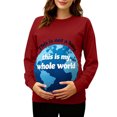 thumbnail image 2 of RKSTN Funny Maternity Sweatshirt for Women Plus Size Crewneck Pregnancy Graphic Print Sweatshirt Womens Casual Oversized Round Neck This is Not a Baby, This is My Whole World Print Sweatshirt, 2 of 7