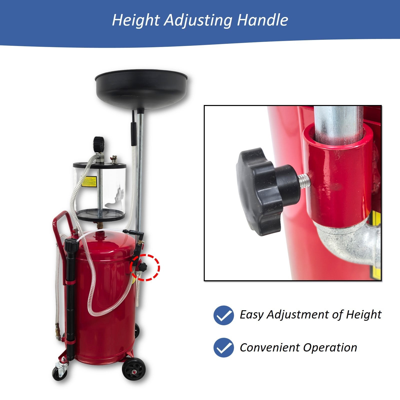 Pneumatic Waste Oil Extractor Portable Air Powered Drain Tank 70L for Garage Workshops