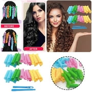 Tkrady 42 Pieces Spiral Curlers Wave Curls Kit, No Heat Hair Curlers Styling, 40 Pieces Hair Curler Rollers Curling Rods 2 Pieces Styling Hooks for Hair Supplies (7.87 Inch)