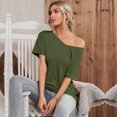 thumbnail image 1 of Camiseta suelta para mujer, manga corta, cuello en V, camisetas casuales sólidas de gran tamaño, tal Abanopi Verde/XX-grande, 1 of 7
