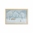 thumbnail image 1 of Christmas Wall Art with Frame, Snow Falling in the Park on a Cold Winter Day Birds Lanterns Xmas Season Picture, Printed Fabric Poster for Bathroom Living Room, 35" x 23", Blue White, by Ambesonne, 1 of 2