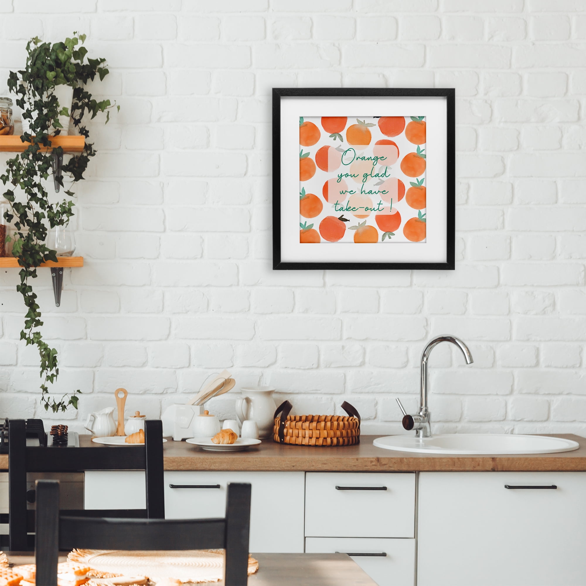 Stupell Industries Orange You Glad Black Framed Print Under Glass, design by Emily Navas