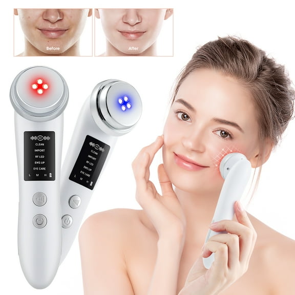 Flaremore Tightening Lifting Facial Beauty Device,Portable Microcurrent Face Massager with 2 LED Light Settings for Home Use,Rechargeable Anti-Aging Skin Care Microcurrent Facial Device White