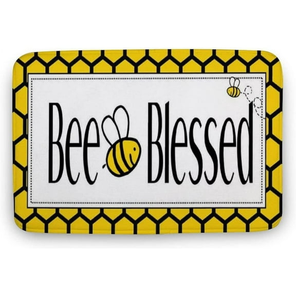 Bee Blessed - Bumble Bee Door Mat for Front Door Home Entrance Rugs Farmhouse Home Kitchen Decoration Floor Front Door Mat, 24 x 16 Inch