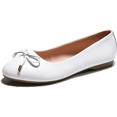 

Women Shoes Soft Slip-on Ballet Flats Classic Round Toe Bow Casual Leather Loafers