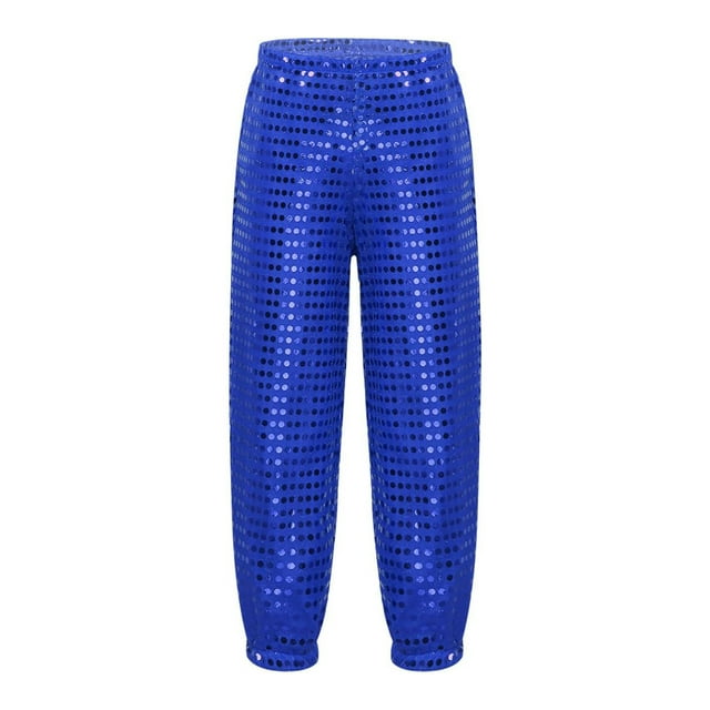 Girls Sparkly Loose Fit Jazz Hop Street Dance Performance Pants Haren Trousers Wear