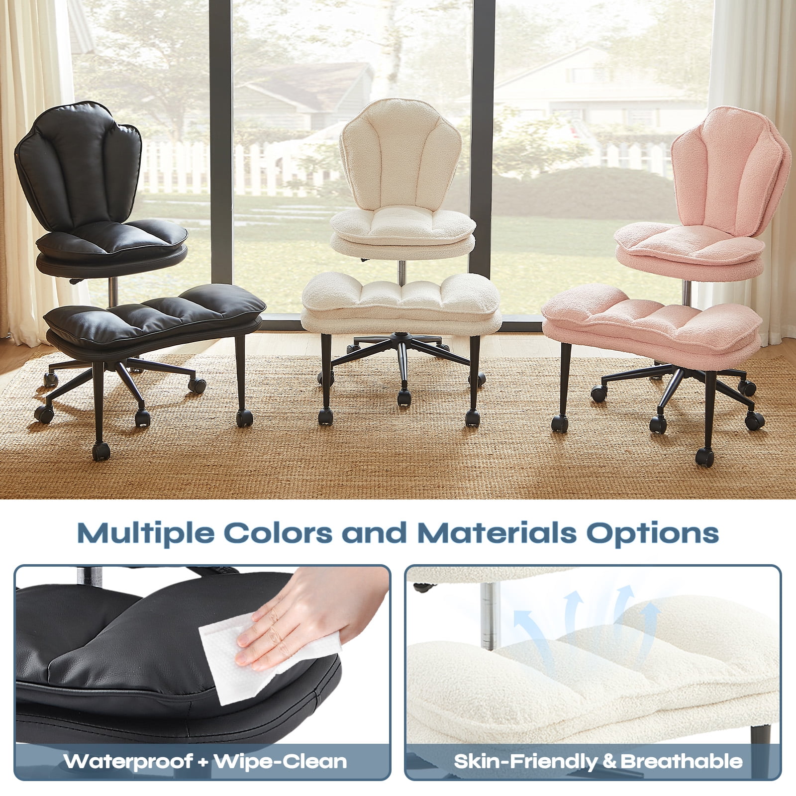 Pinmoco Ergonomic Cross Legged Chair, Cloud Comfort Wide Seat Desk Chairs for Adhd,Meditation ,Yoga and Home Office with Strong Lumbar Support, Black
