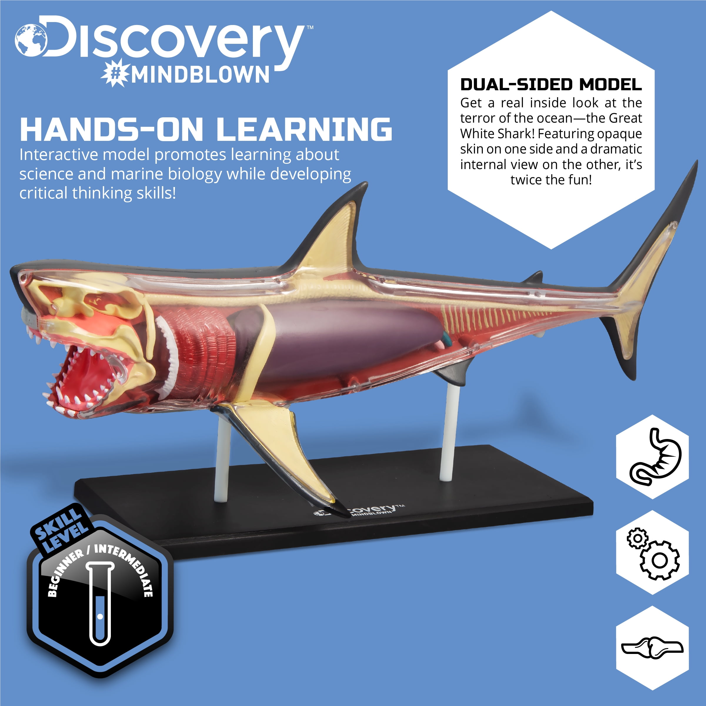 Discovery Interactive #Mindblown Stem 4D Great White Shark Anatomy Model Kit NEW 