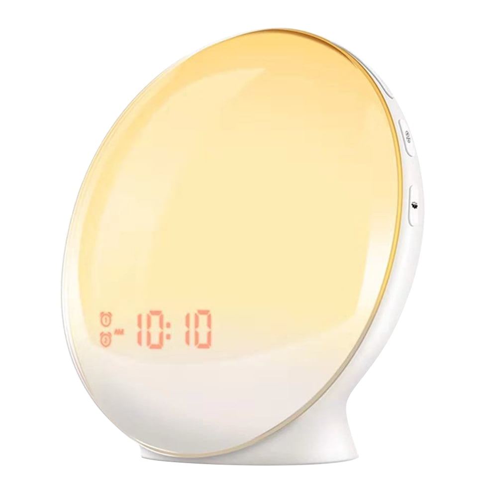 iSunday WIFI Voice Sound Alarm Clock LED Sunrise Simulation with FM Radio Snooze Clock White