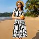 thumbnail image 4 of Balery Cartoon Penguin Vestidos sueltos de manga corta para mujer, vestidos de verano 2025, vestidos casuales de corte A con vuelo., 4 of 6
