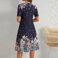 thumbnail image 5 of QUNYINEY Floral Womens Dresses Long Flowy Summer Short Sleeve A Line Dress Casual Vacation Slim Fit Beach V Neck Dresses, 5 of 5