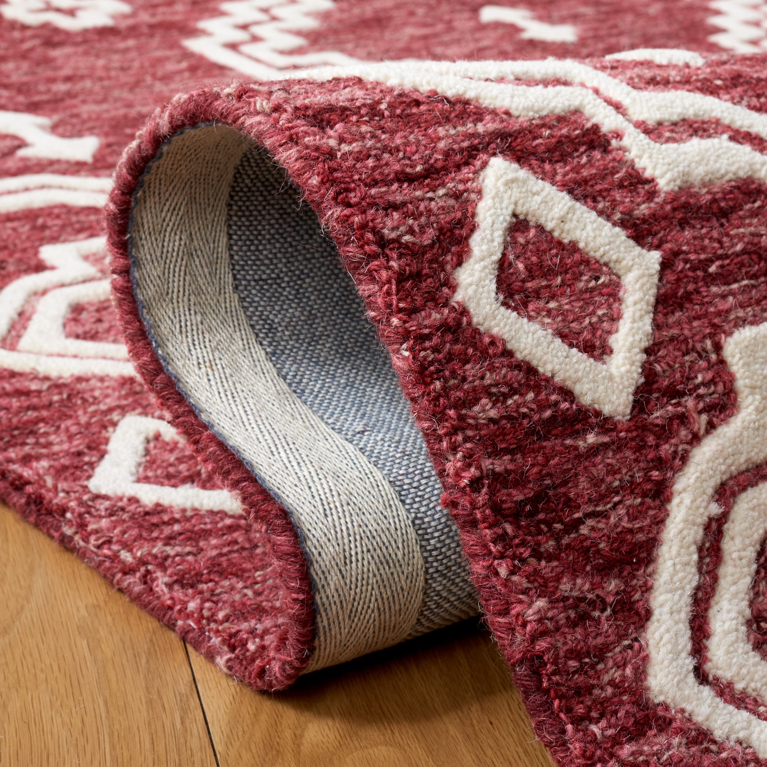 Safavieh Abstract Adolf Geometric Wool Area Rug, Red/Ivory, 6' x 6' Square