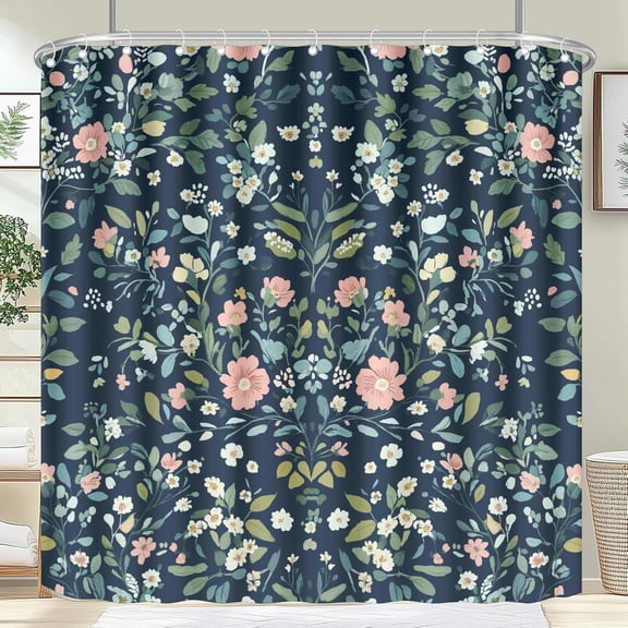 Spring Summer Floral Shower Curtain Modern Rustic Wild Flowers Water Repellent Bath Curtains Set Nature Scenery Fabric for Bedroom Livingroom Bathroom Decor with Hooks 60"W x 72"L (Pack of 1)