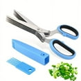 thumbnail image 2 of YOPTOP 1pc Stainless Steel Kitchen Scissors Multi Layer Kitchen Scissors Herb Scissors With 5 Blabe Multifunctional Kitchen Cutter With Brush Kitchen Green Onion Scissor Kitchen Gadgets K,Green-gray, 2 of 7