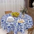 thumbnail image 2 of Nordic Folk Art Round Table Cloth,Abstract Retro Flowers Tablecloths Waterproof Stain-Resistant Oil-Proof Wrinkle 60 Inch Table Cover Dinner Kitchen Decor, 2 of 6