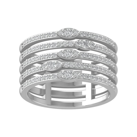 ARAIYA FINE JEWELRY 14K White Gold Diamond Fashion Band Ring (5/8 cttw, I-J Color, I2-I3 Clarity) Size 5.5